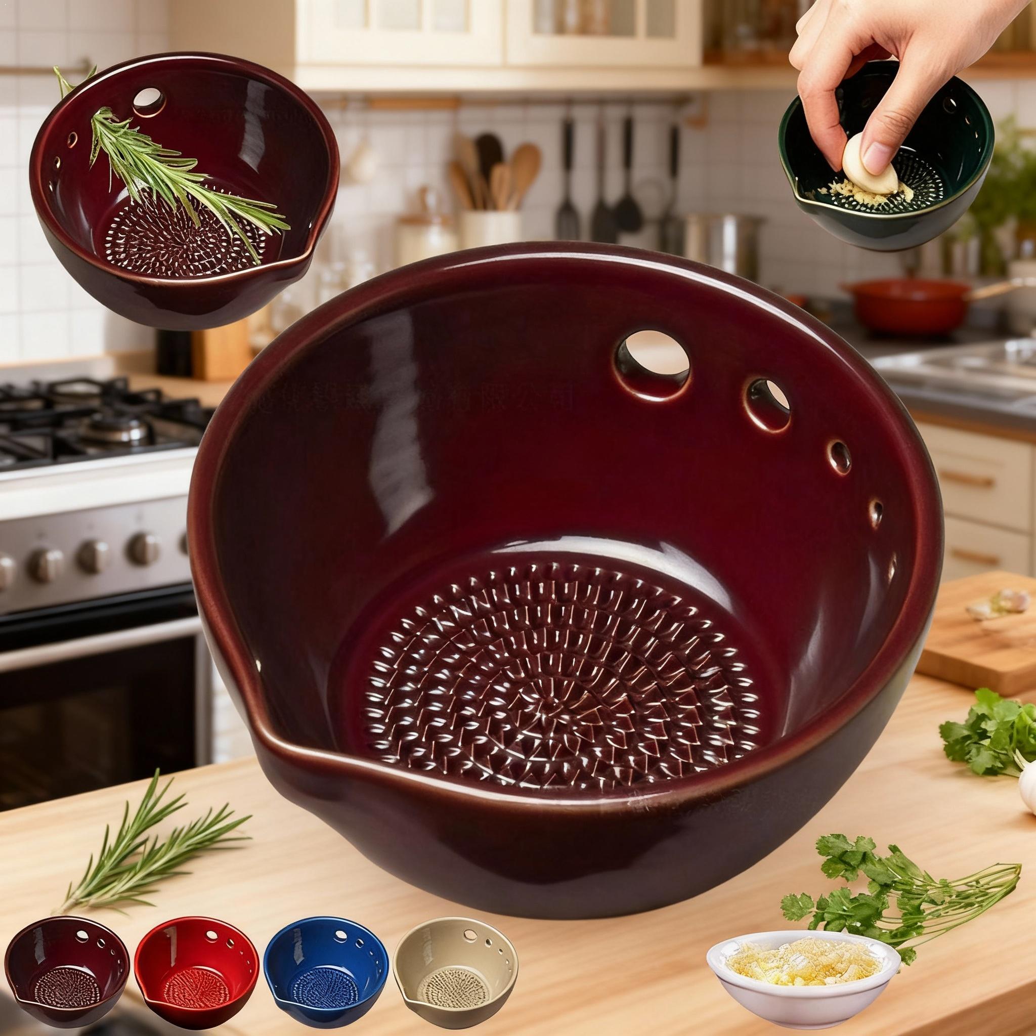 Kitchen Gadgets Save Time - Garlic Grater Handmade Pottery Herb Stripper