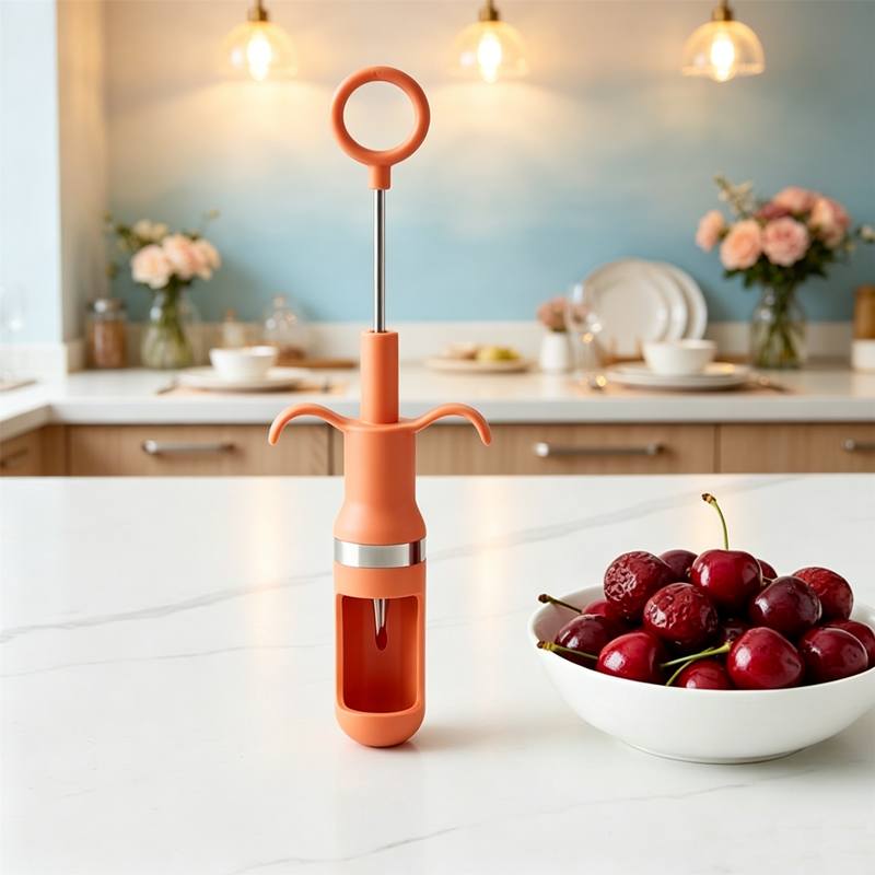 Kitchen Gadgets Baking - One-Second Cherry Pitter Stainless Steel Red