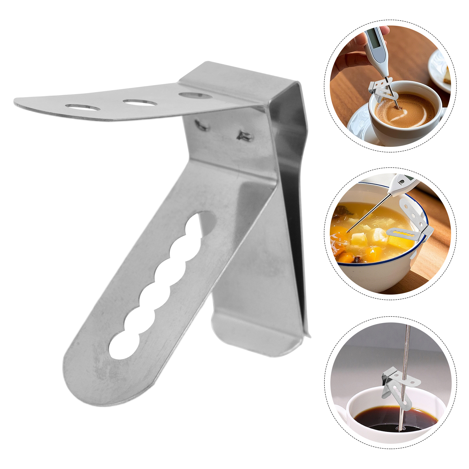 Kitchen Gadgets Holder - Stainless Steel Thermometer Fixing Clip Probe