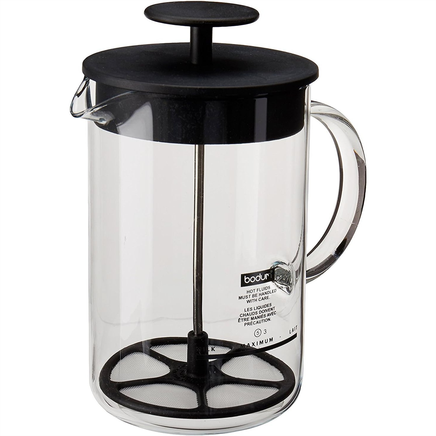 Milk Frother - Manual Milk Frother with Borosilicate Glass