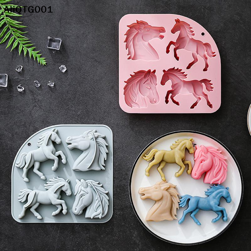 Kitchen Gadgets Baking - 4-Cavity 3D Horse Silicone Mold for