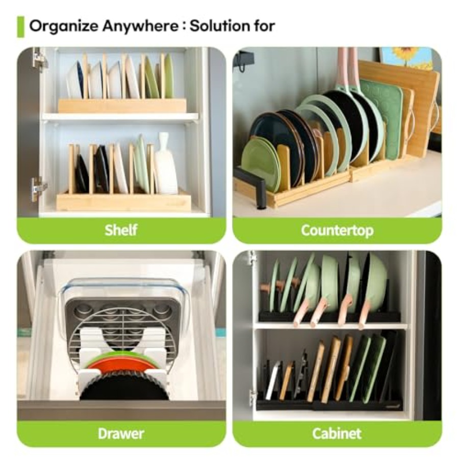 Pots and Pans Organizer under  - Bamboo Cutting Board recension och pris