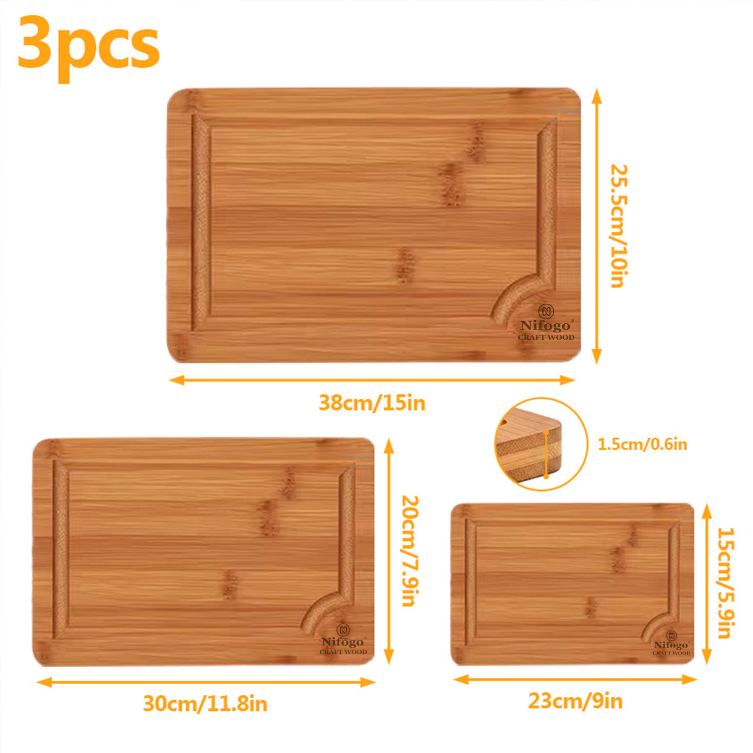 Bamboo Cutting Boards 3-Piece  - Bamboo Cutting Board recension och pris