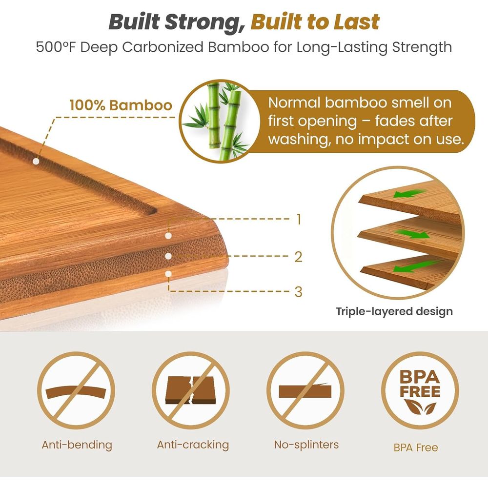 Triple-Sided Bamboo Chopping B - Bamboo Cutting Board recension och pris
