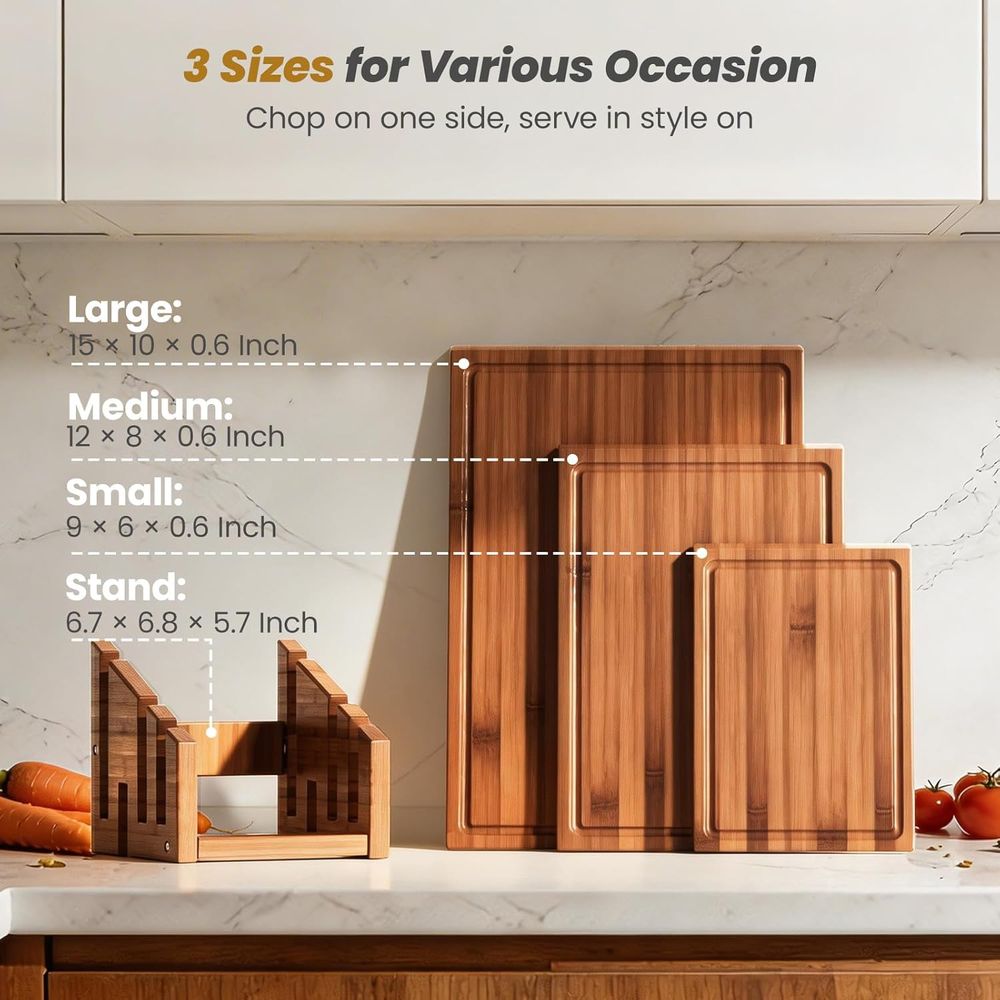 Triple-Sided Bamboo Chopping B - Bamboo Cutting Board recension och pris