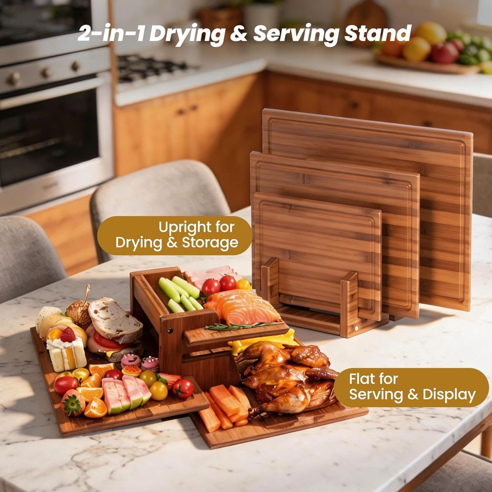 Triple-Sided Bamboo Chopping B - Bamboo Cutting Board recension och pris
